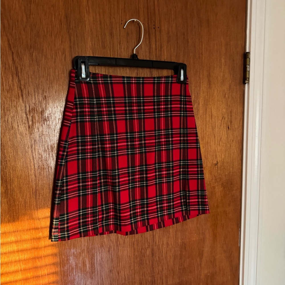 Brandy Melville Red Plaid Mini Skirt